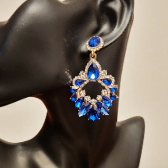Blue Chandelier Earrings - Picture 4 of 5
